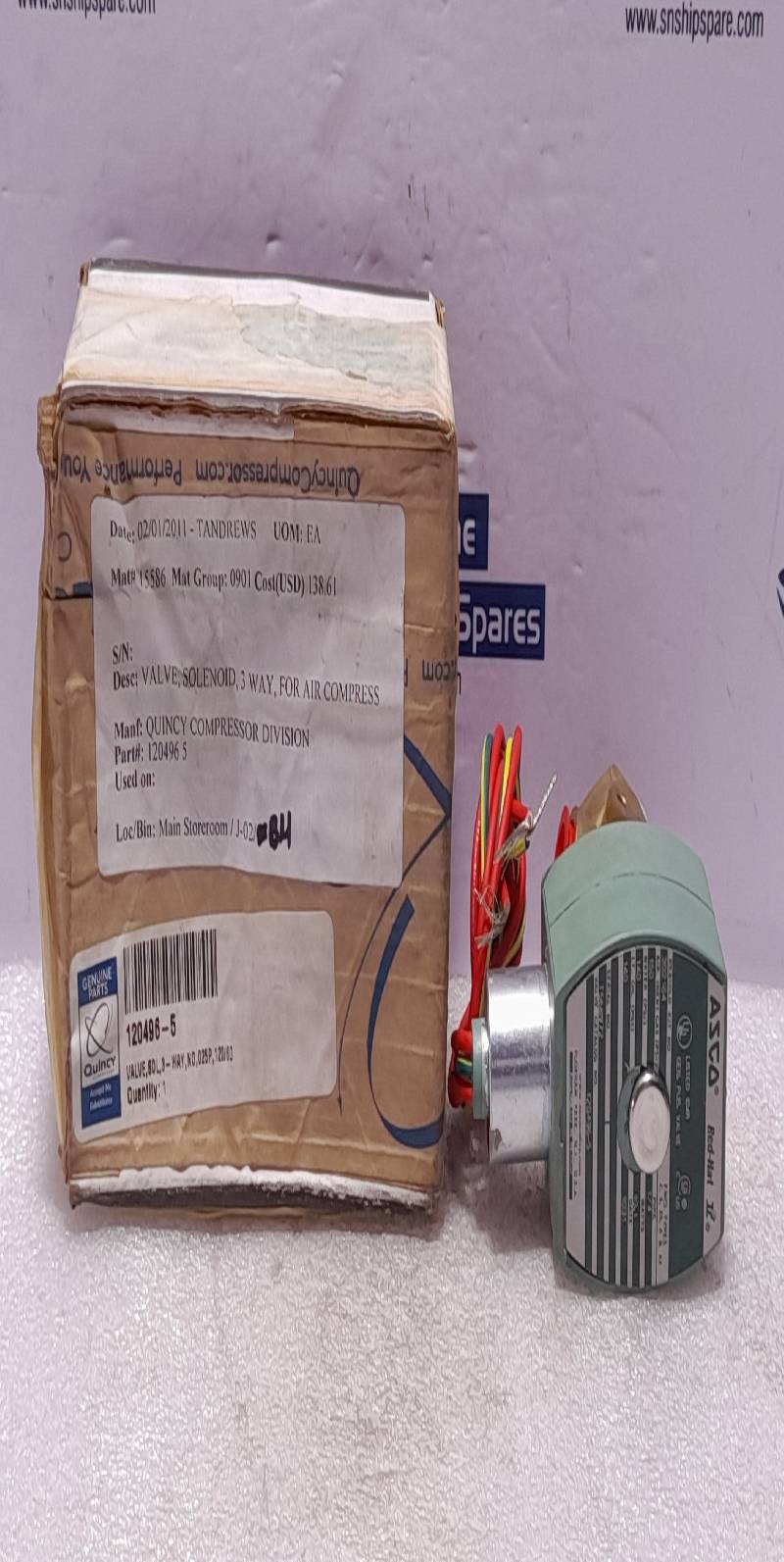 Asco 120496-5 Solenoid Valve Quincy 120496-5 MP-C-080 238610-032-D 120/60 110/50 10.1W