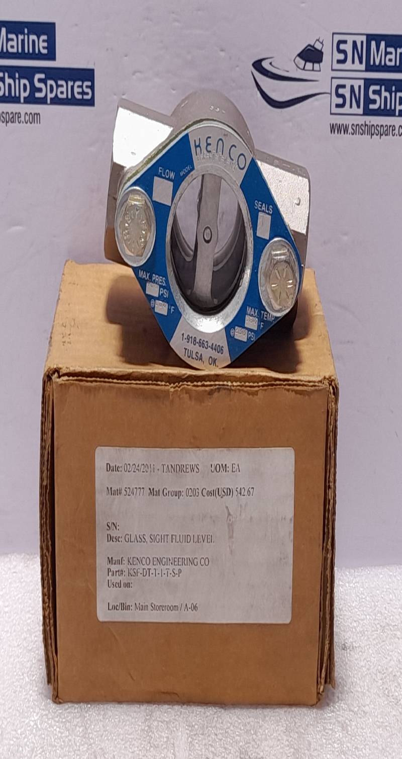 Kenco KSF-HT-T-1-TSP Sight Flow Indicator Max Press 400PSI @ 150◦F Max Temp 350◦F @ 200PSI