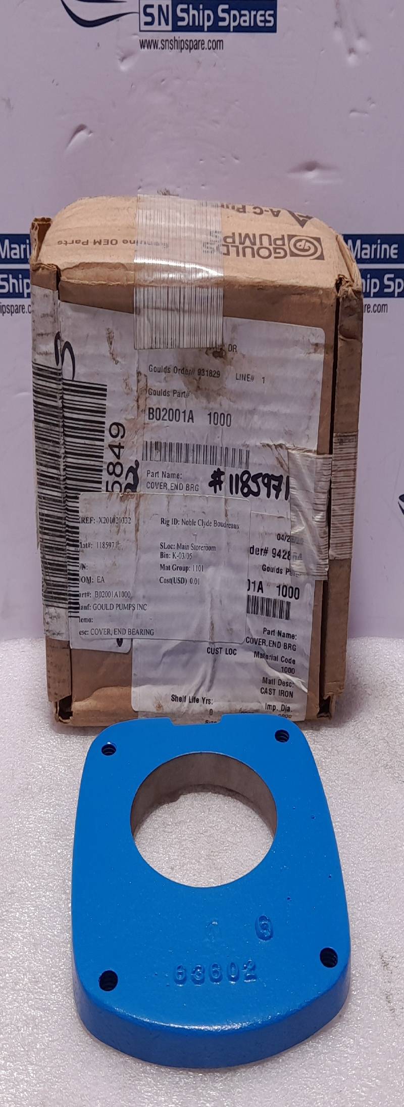 Goulds Pumps 63602 B02001A-1000 End Bearing Cover B02001A 1000 B02001A1000