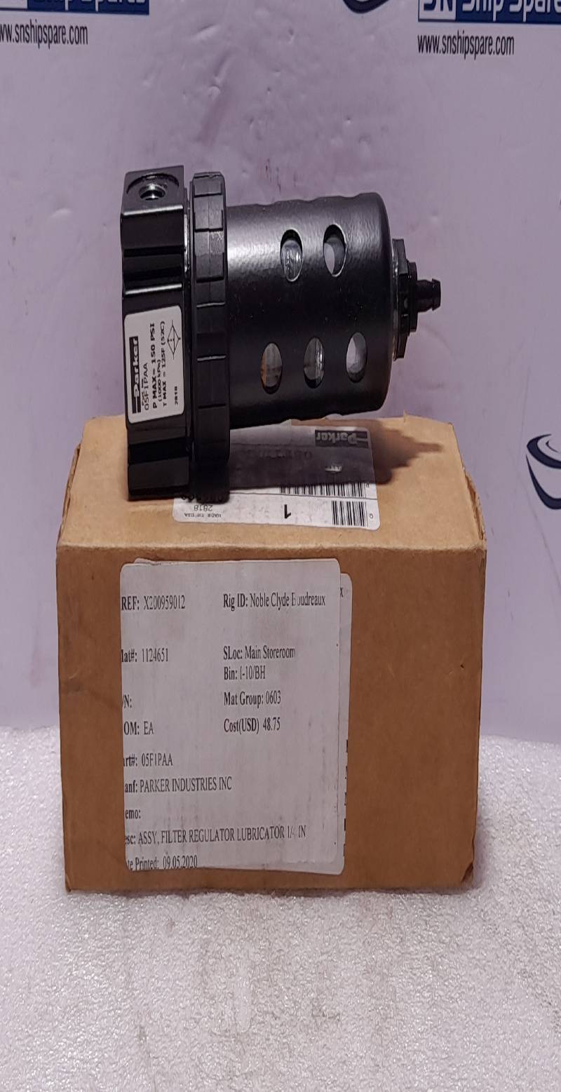Parker 05F1PAA ¼” Filter Pmax 150 PSI 1000 kPa Tmax 125F 52C