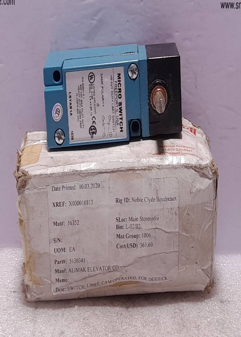 Honeywell LSYAB1A Heavy Duty Limit Switch 600Vac 10AMPS
