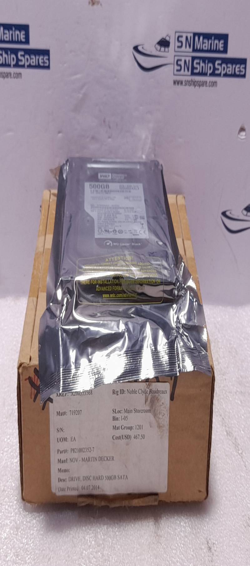 Western Digital WD5002AALX NOV Martin Decker P821002352-7 500GB Hard Disk