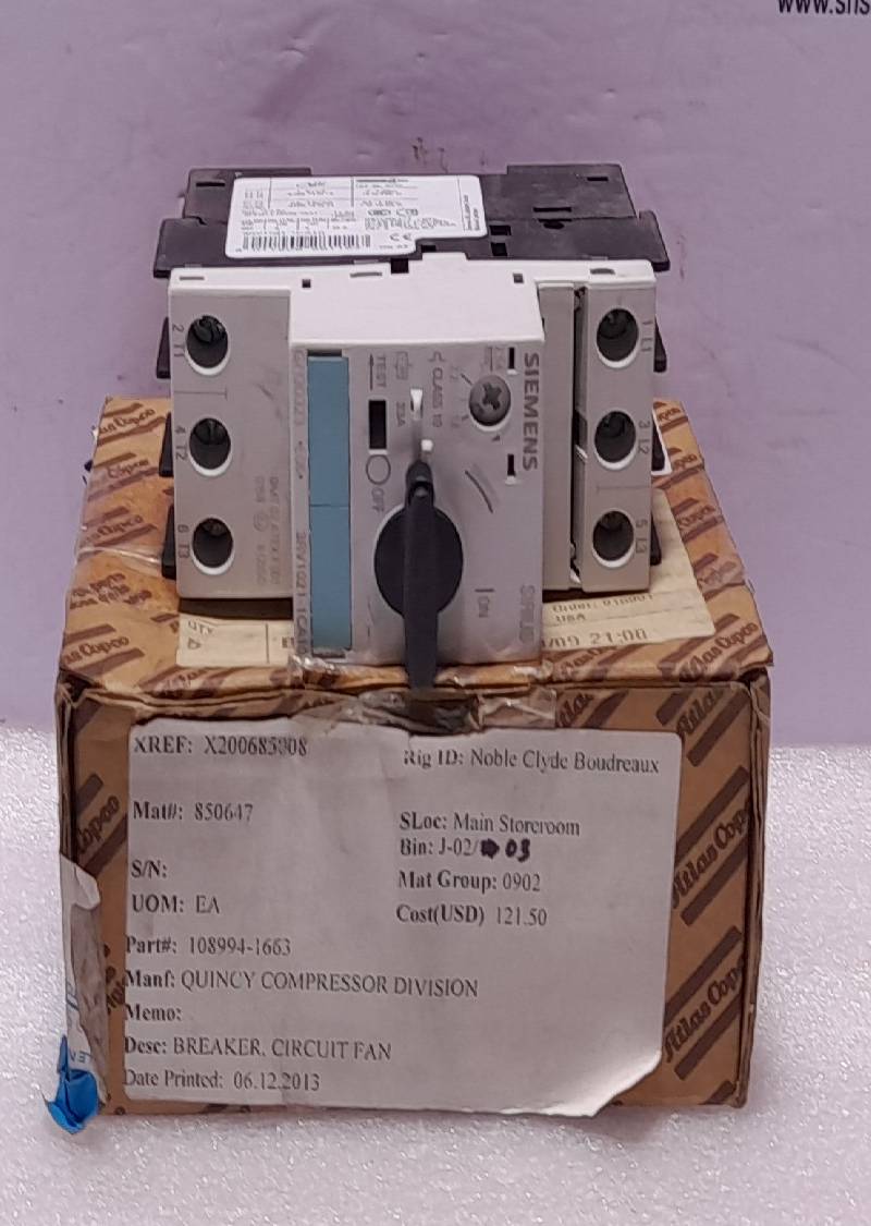 Siemens 3RV1021-1CA10 Circuit Breaker Atlas Copco 1089-9416-63 Quincy 108994-1663