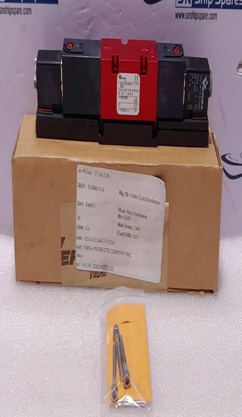 Versa CGG-4332-043-P-D024 Four Way Solenoid Valve 0556 07.9-00 Coil 24VDC 2.9W
