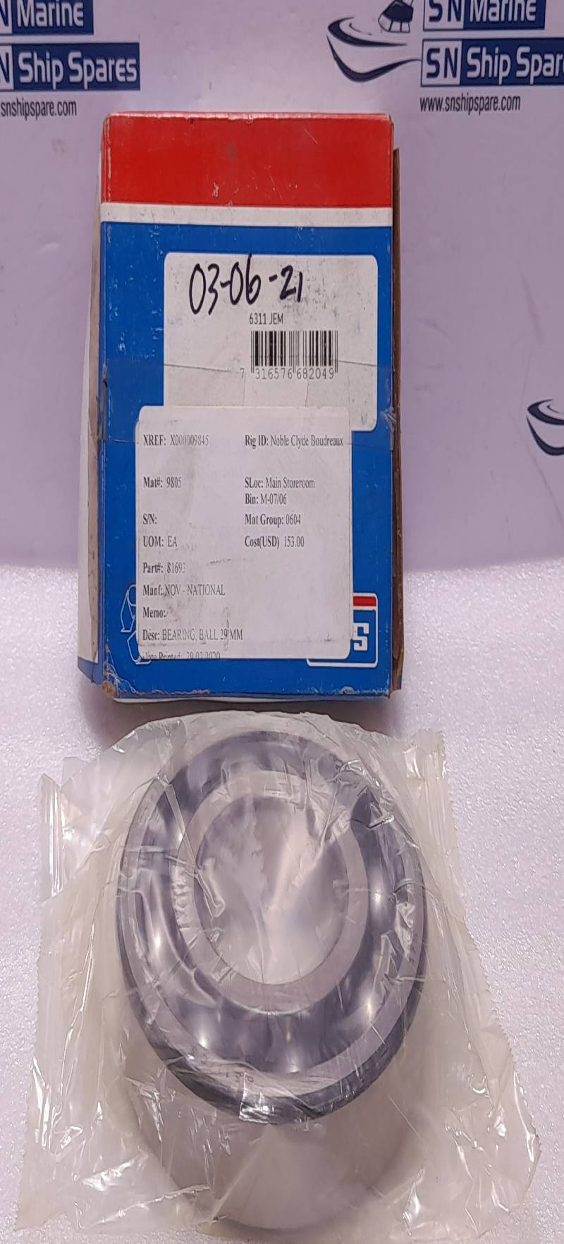 SKF 6311 JEM Bearing NOV 81693