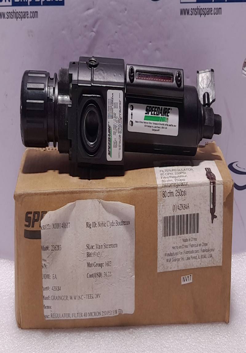 Speedaire 4ZK84A Filter/Regulator 80CFM In 250 PSIG Out 150 PSIF 150◦F