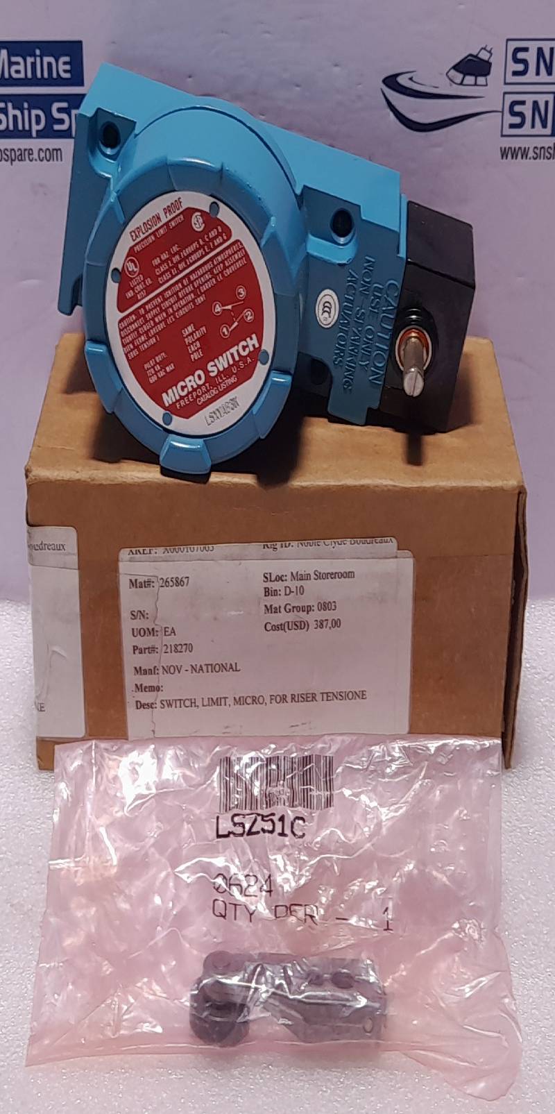 Honeywell Micro Switch LSXYAB3K Limit Switch Pilot Duty 720VA 600VAC Max NOV 218270