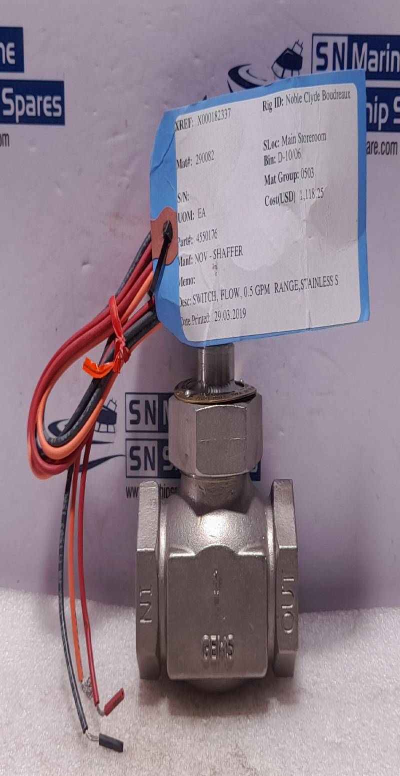 Gems GPM FS200 Flow Switch SSU Pilot Duty 20VA 50-240VAC NOV 4550176 1” NPT