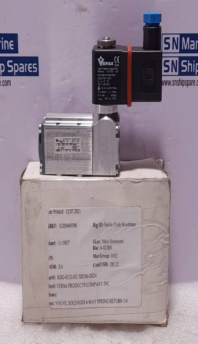 Versa KSG-4332-HC-XISX6-D024 Four-Way Valve EN-3198-22-XISX6-D024 24VDC 1.6W