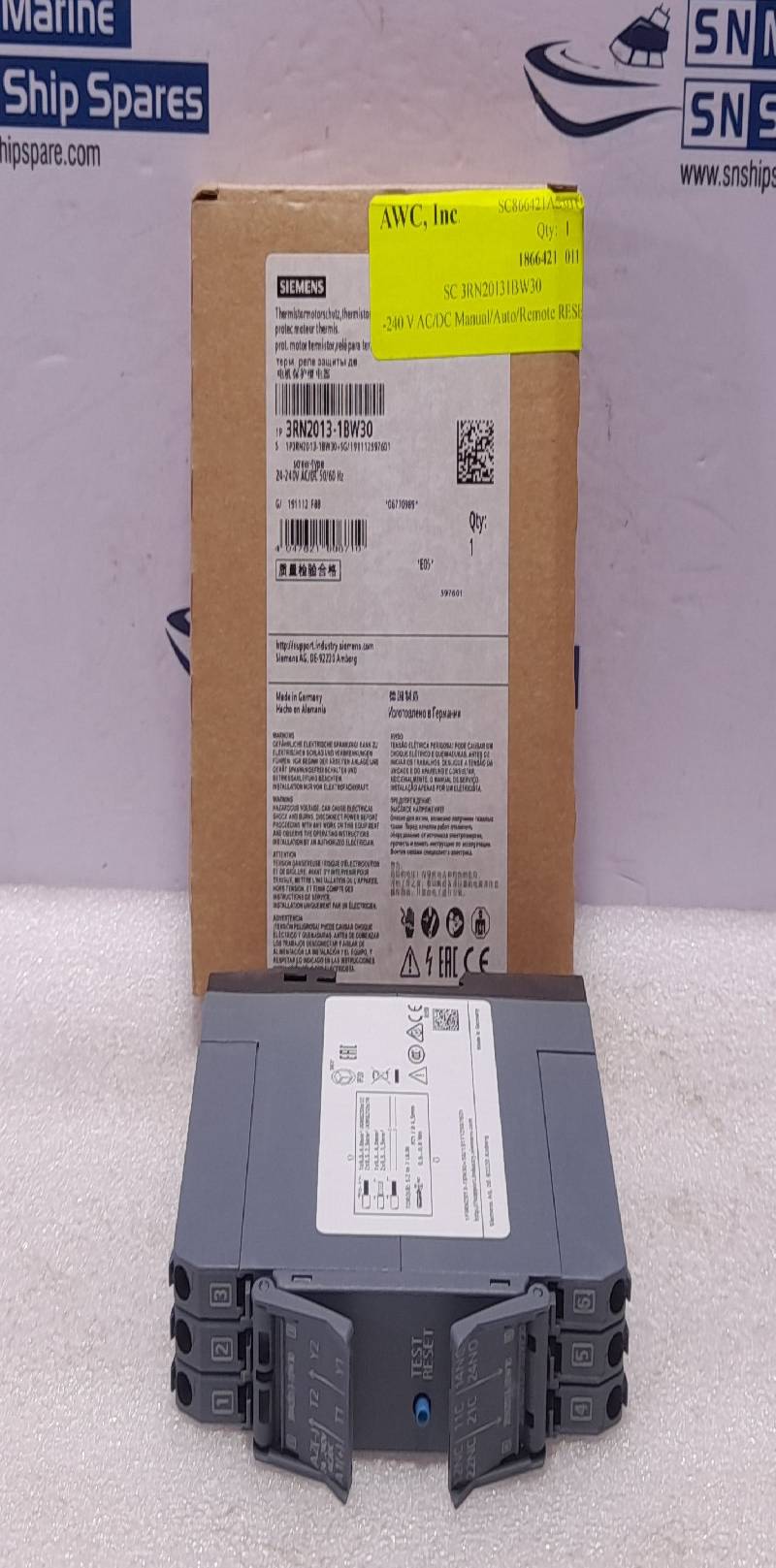 Siemens 3RN2013-1BW30 Thermistor Motor Protection 24-240V AC/DC 50/60Hz