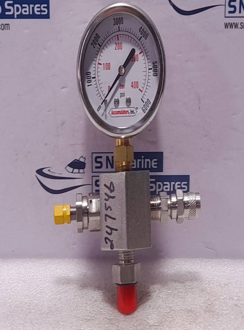 Accumulators AI-PM6-000-SS Monitor Pressure Gauge 0-6000 PSI 0-400 Bar AIPM6000SS