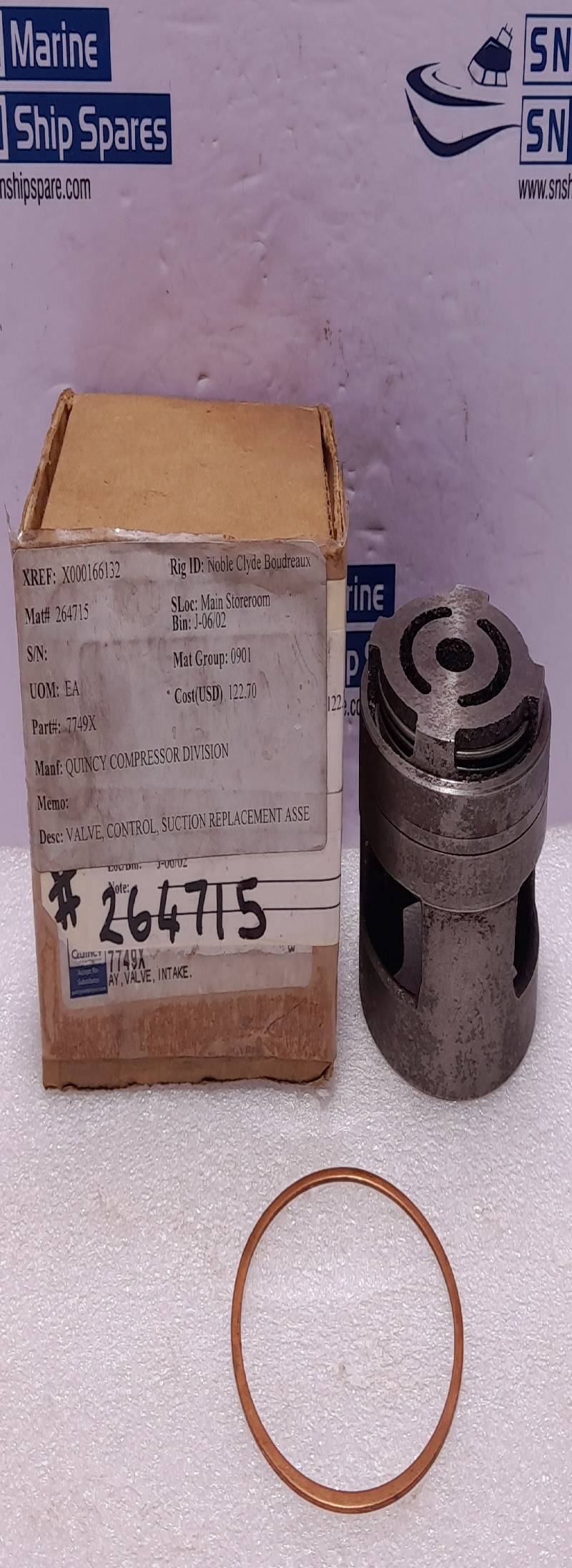 Quincy 7749X AY Intake Valve Suction Replacement Assembly Control Valve