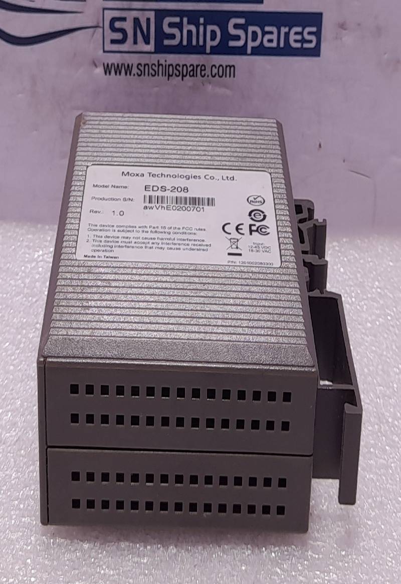 Moxa EDS-208 Rev 1.0 8-Port Entry Level Unmanaged Ethernet Switch In 12-45VDC 18-30VAC