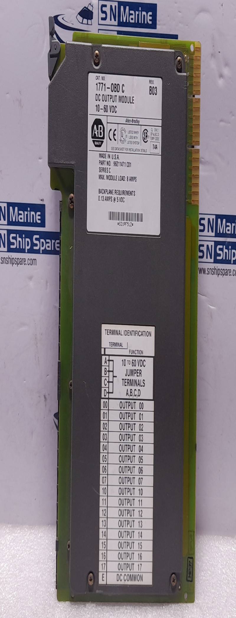 Allen Bradley 1771-OBD C Rev B03 DC Out Module 10-60 VDC 96211471 C01 Ser C