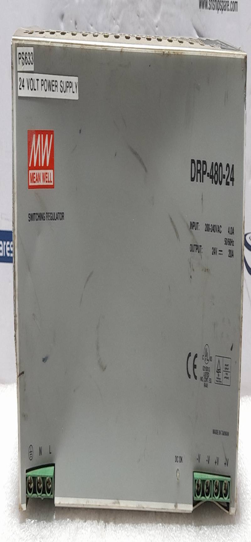 Mean Well DRP-480-24 24 Volt Power Supply Switching Regulator 200-240VAC