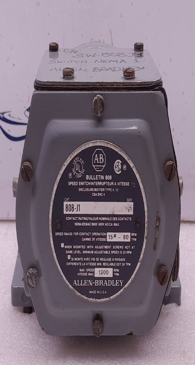 Allen Bradley 808-J1 Base Mount Speed Switch Bulletin 808