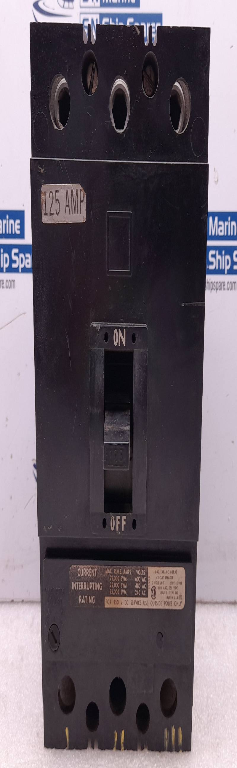 Square D Type: KAL Circuit Breaker 3Pole 600VAC 250VDC