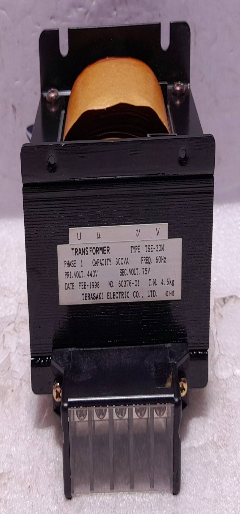 Terasaki Electric TSE-30M Transformer PHASE1 300VA Freq 60Hz 440V-75V