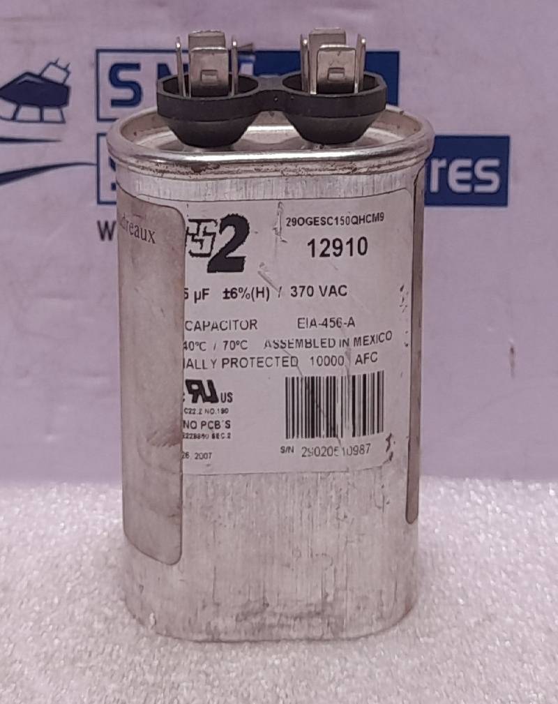 Mars 2 12910 Motor Run Capacitor 15MFD 370VAC OVAL General Electric 27L5202