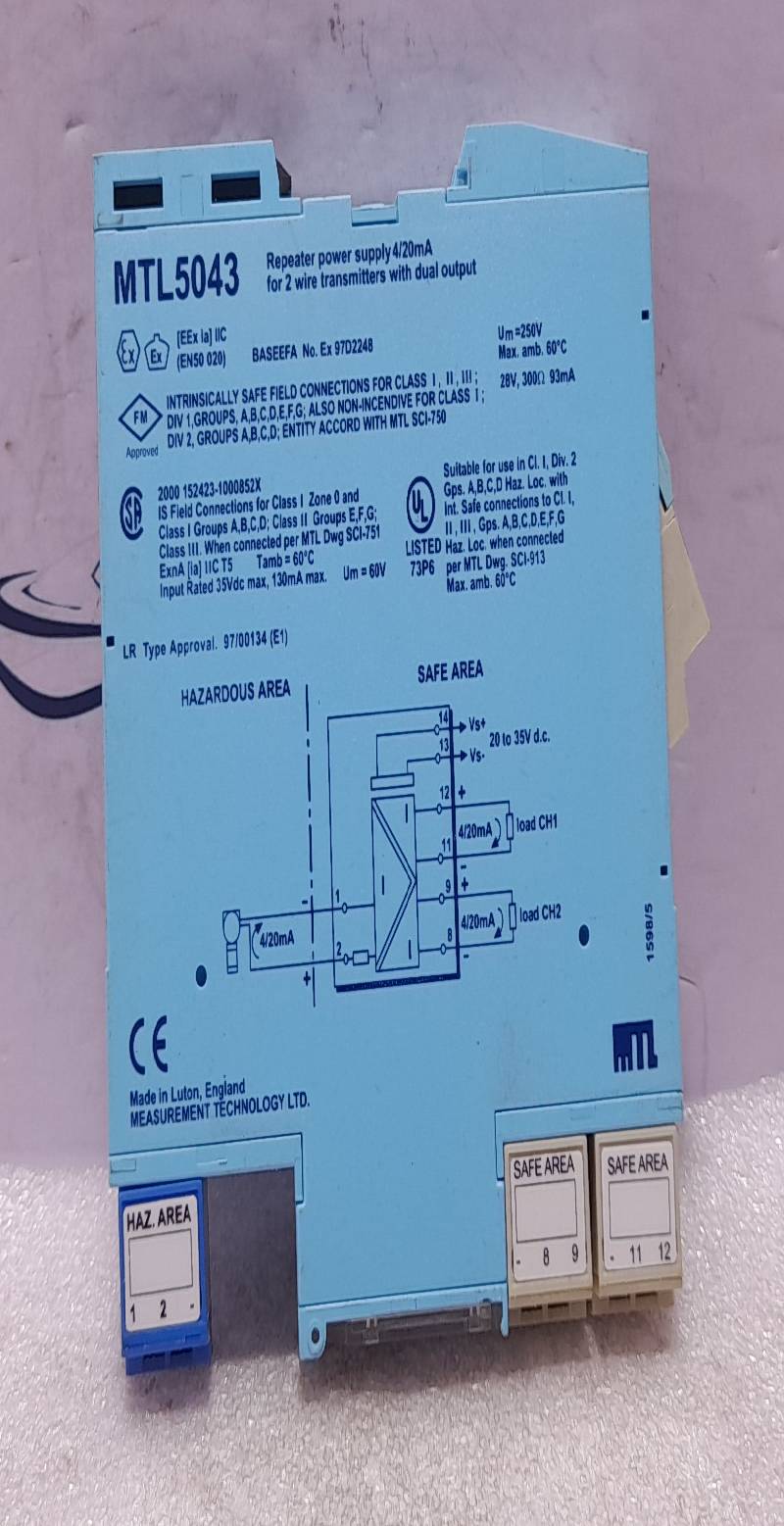 Measurement Technology MTL5043 Repeater Power Supply 4/20mA NOV 0000960287