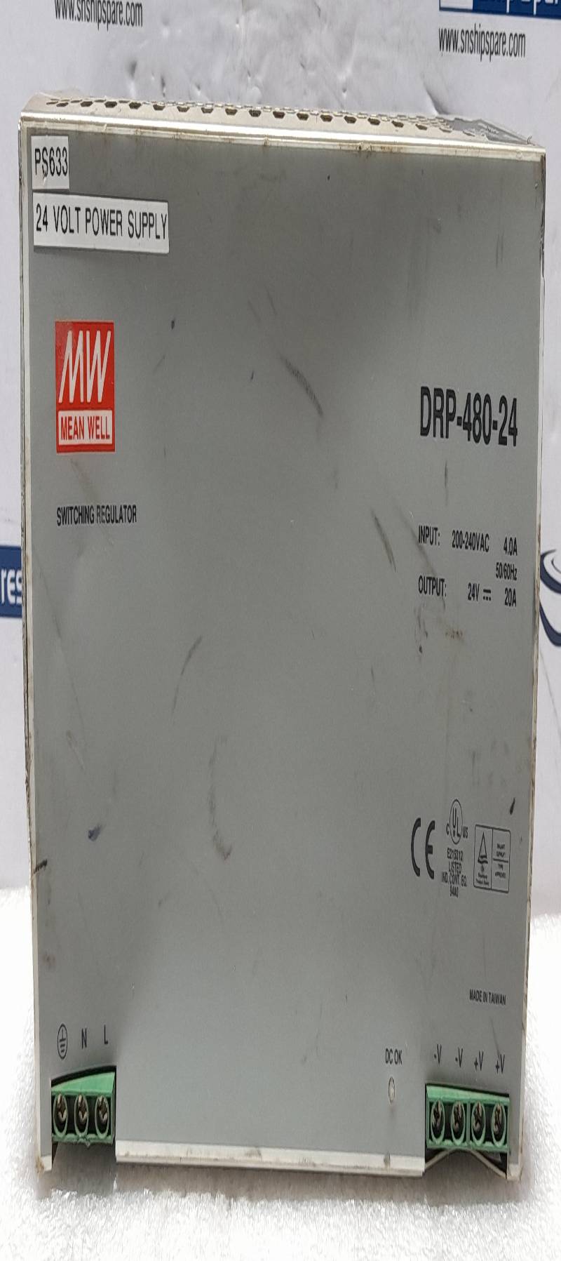 Mean Well DRP-480-24 24 Volt Power Supply Switching Regulator 200-240VAC