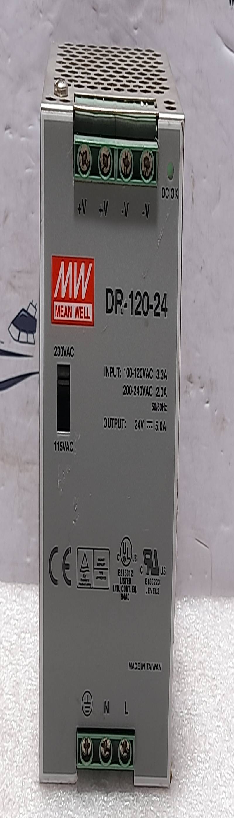 Mean Well DR-120-24 Power Supply 100-120VAC 3.3A 200-240VAC 2.0A