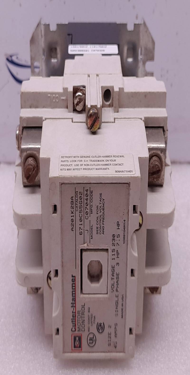 Cutler Hammer A201K2BA Contactor Model J Size 2 115/230V 45A 3/7.5HP 6710C55G02