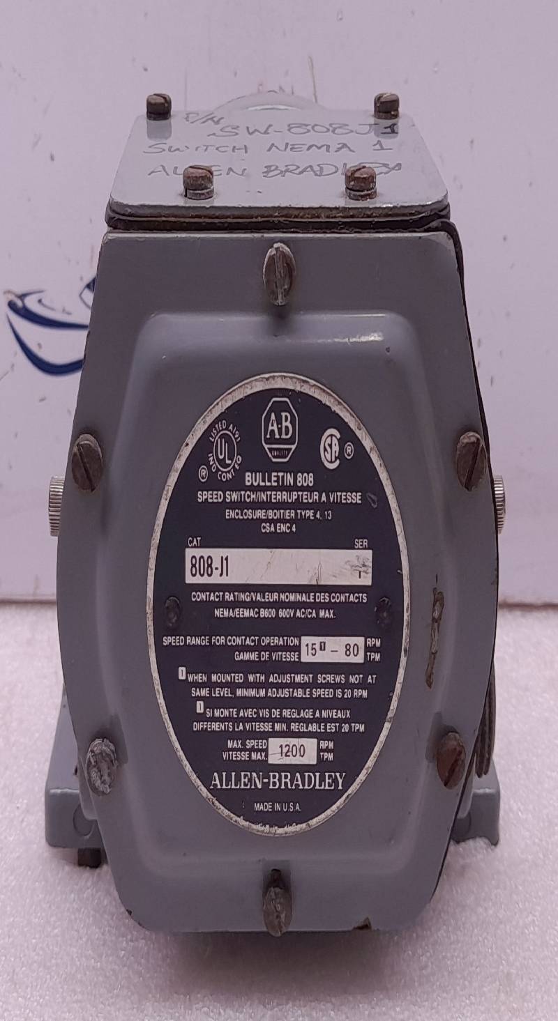 Allen Bradley 808-J1 Base Mount Speed Switch Bulletin 808