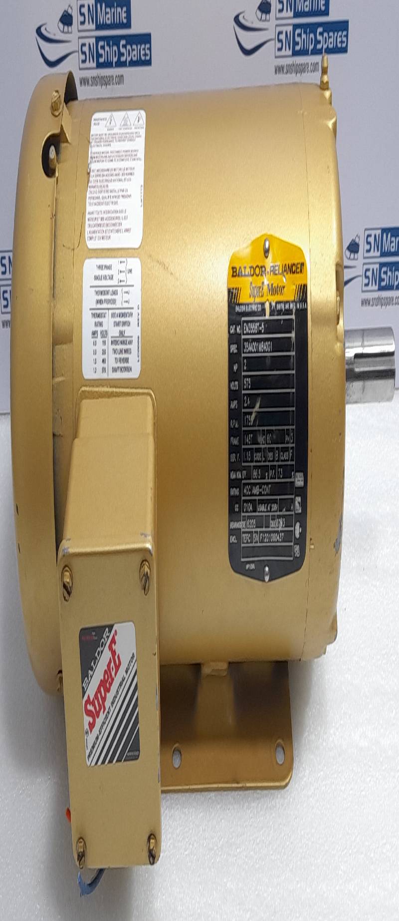BALDOR ELECTRIC EM3558T-5 Super-E Motor 35AA001M840G1 2HP 1755 RPM CODE L Class B 3PH Rev D