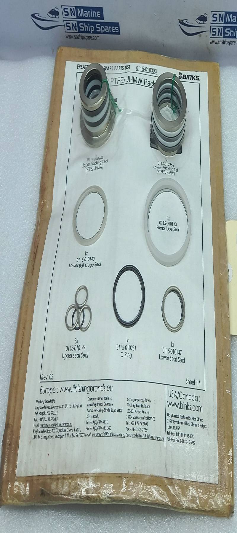 Binks 0115-010303 FX12 PTFE/UHMW Packing Seal Kit
