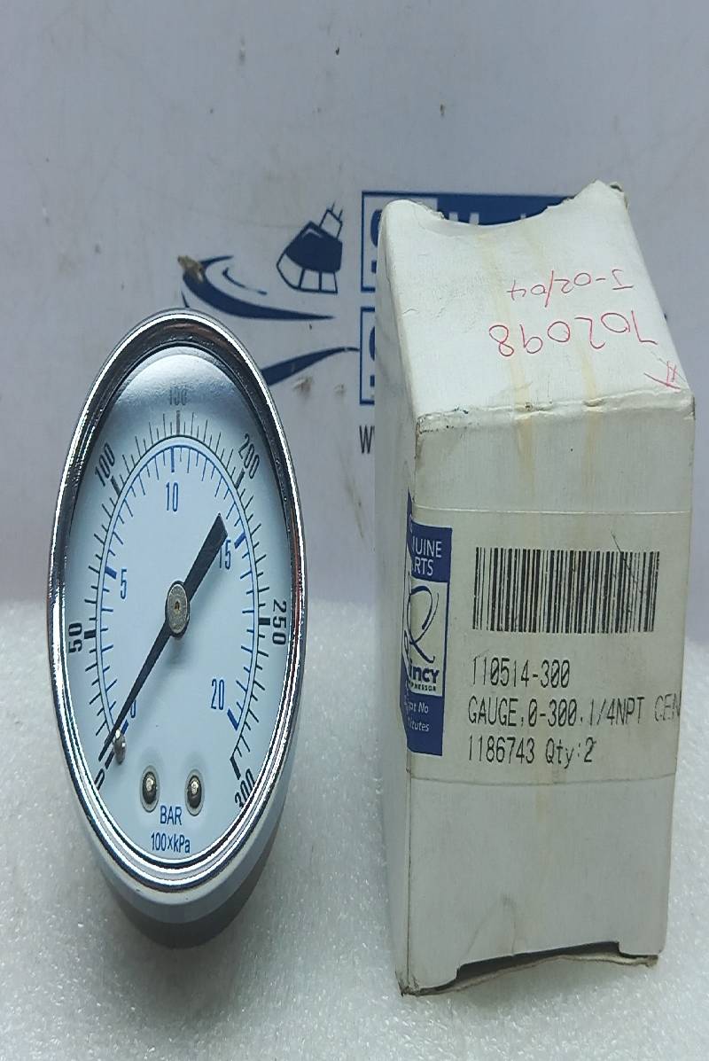 Quincy Compressor 110514-300 Pressure Gauge 0-300kPa 1/4 NPT