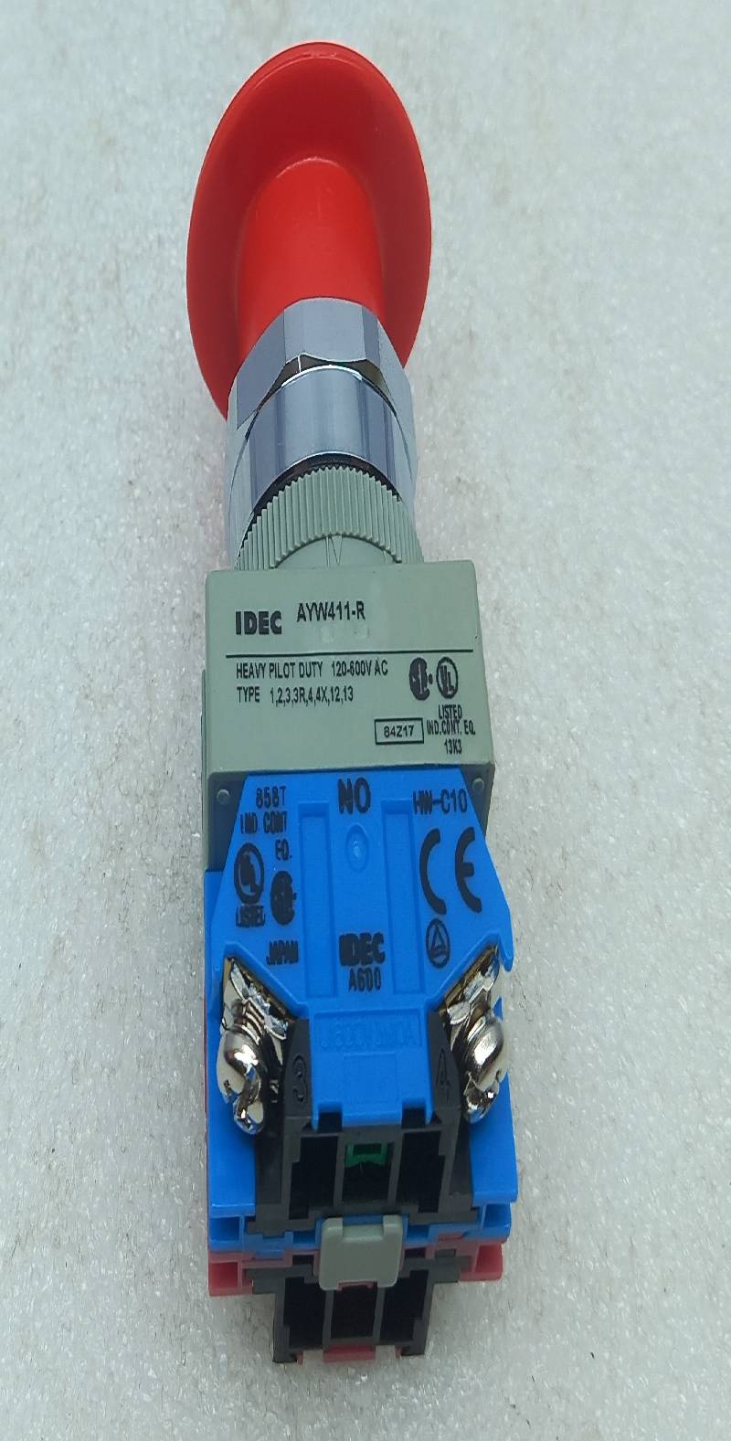 Idec AYW411-R Emergency Stop Pushbutton Switch 120-600Vac