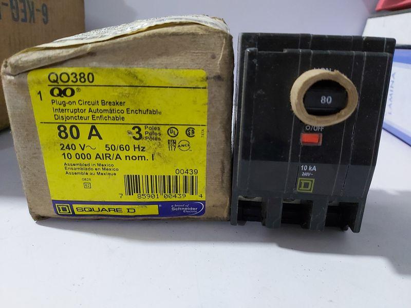 Square D QO380 80 A 3 Pole Plug-on Circuit Breaker