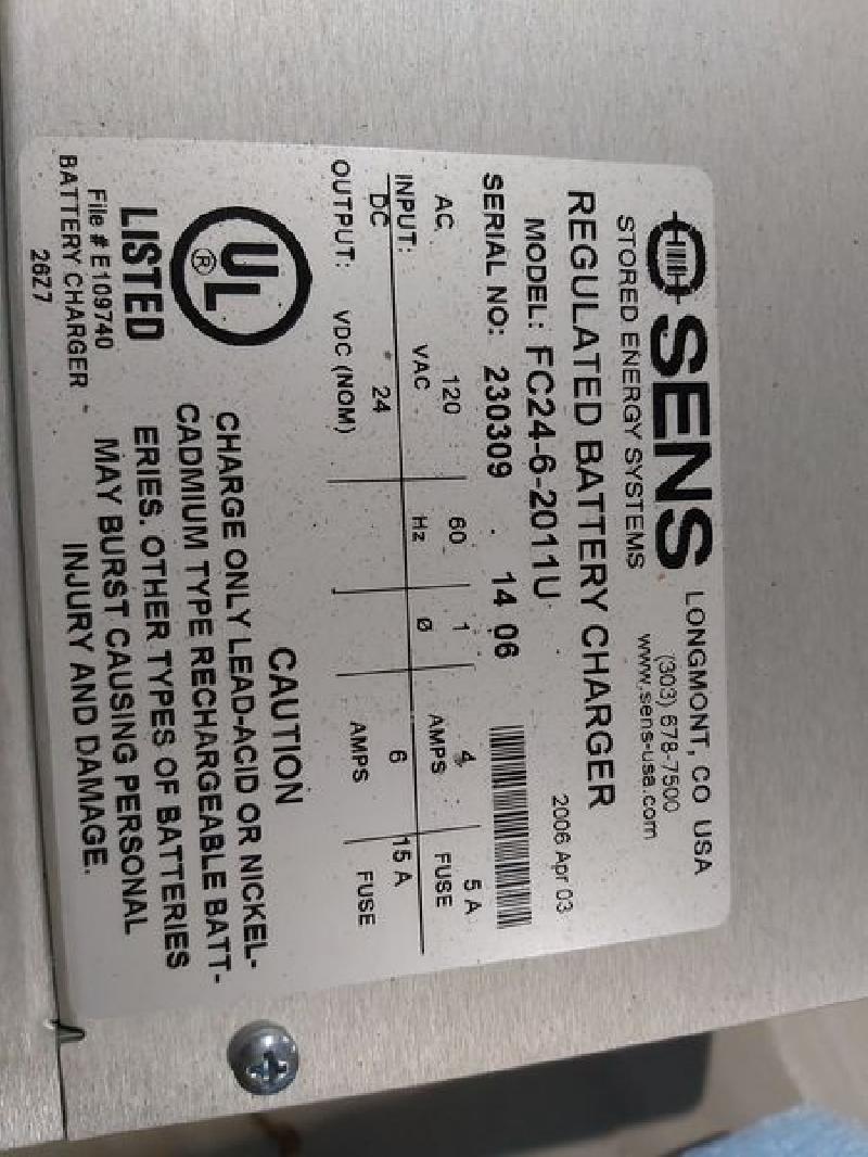 SENS FC24-C-2011U REGULATED BATTERY CHARGER AUTOMATIC TWO RATE CHARGER