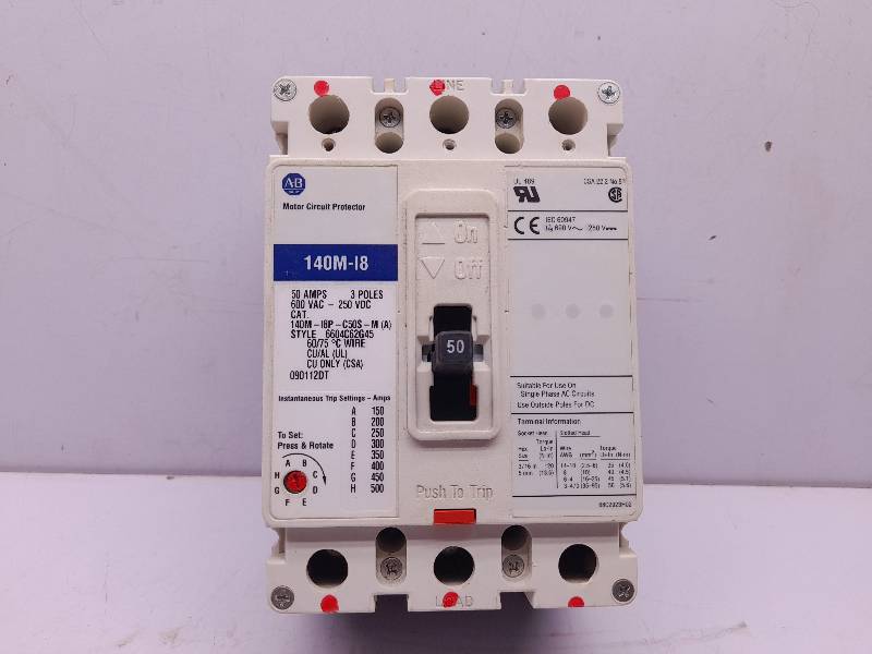 Allen Bradley 140M-I8P-C50S-M(A) Circuit Breaker 50A 3P 140M-I8