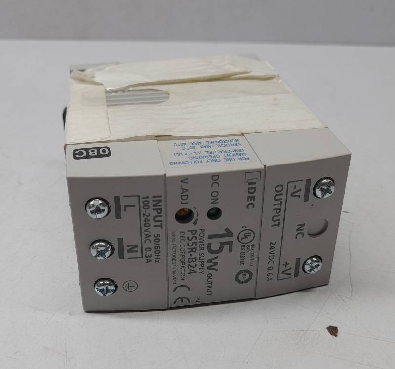 Idec PS5R-B24 Power Supply Nov 6400-45-0089 In 100-240VAC 0.3A 50/60Hz Out 24VDC 0.6A 15W