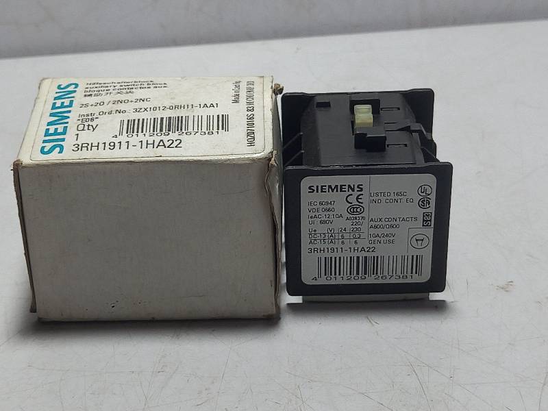 SIEMENS 3RH1911-1HA22 CONTROLY RELAY/ AUXILIARY SWITCH  