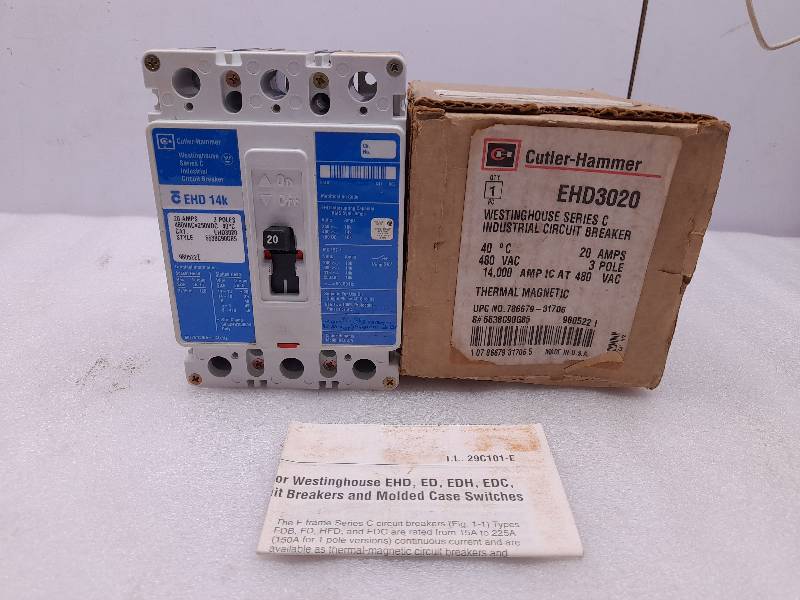 Culter-Hammer EHD3020  CIRCUIT BREAKER  20AMPS 480VAC