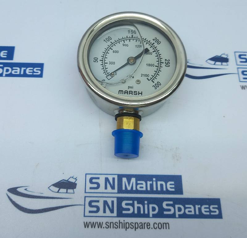 Marsh J7658P Oil Filled Pressure Gauge 0-300Psi 1/4Npt 2.5”SEVB
