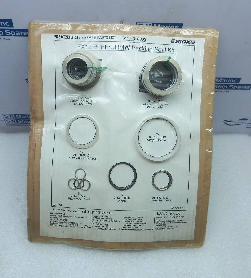 Binks 0115-010303 FX12 PTFE/UHMW Packing Seal Kit