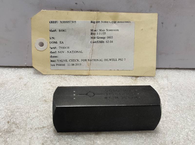 Parker C820S Check Valve For National Oilwell PS2-7 NOV 7500416