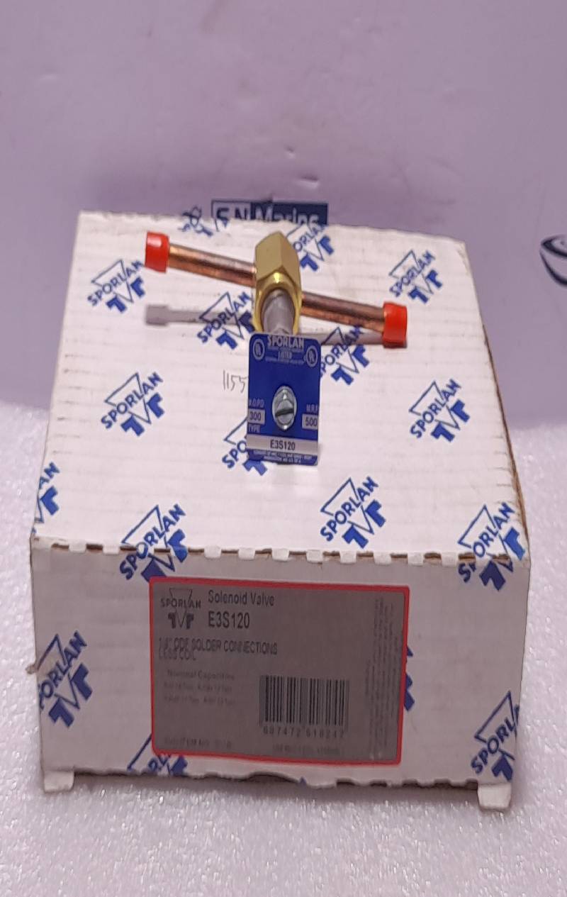 Sporlan E3S120 Solenoid Valve ¼” ODF Solder Connections Less Coil MOPD 300 MRP 500