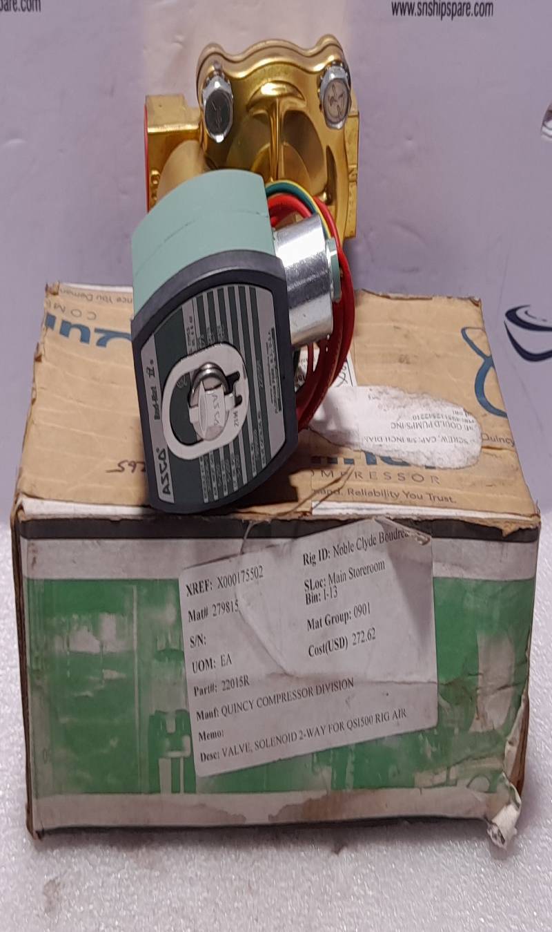 Asco 22015R Solenoid Valve Quincy 22015R Rebuild Kit 302336-V Pipe ¾ 16.1W