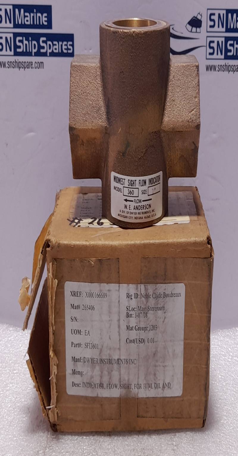 W E Anderson 360 Midwest Sight Flow Indicator Size 1” SFI-360-1 Dwyer SFI3601