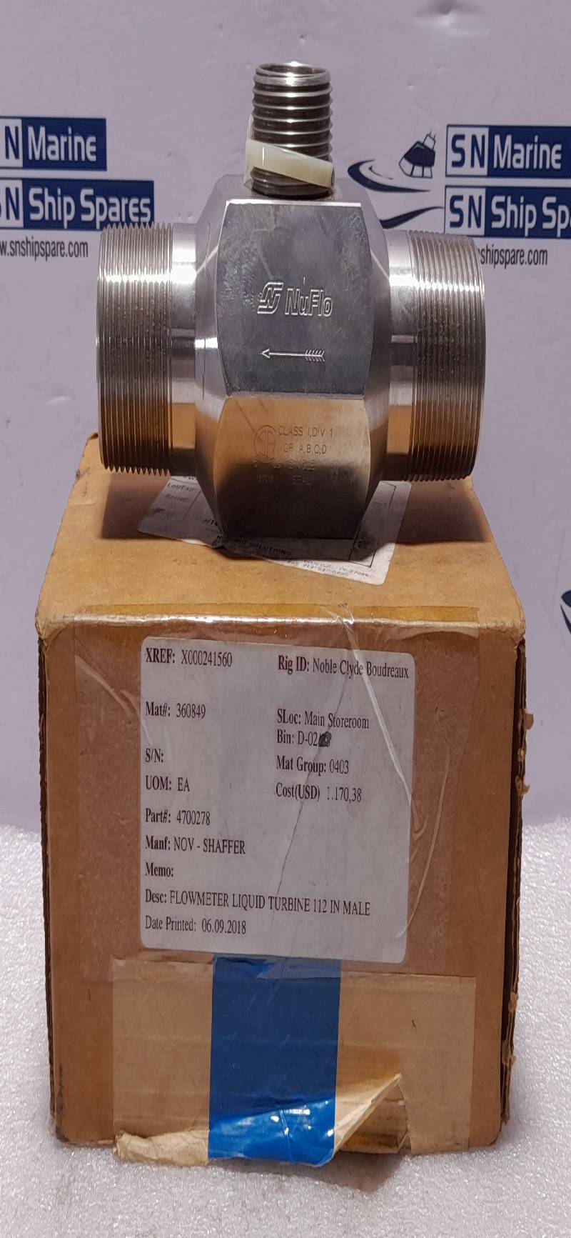 NuFlo Cameron 9A-100003536 Rev 01 NOV 4700278 Liquid Turbine Flowmeter