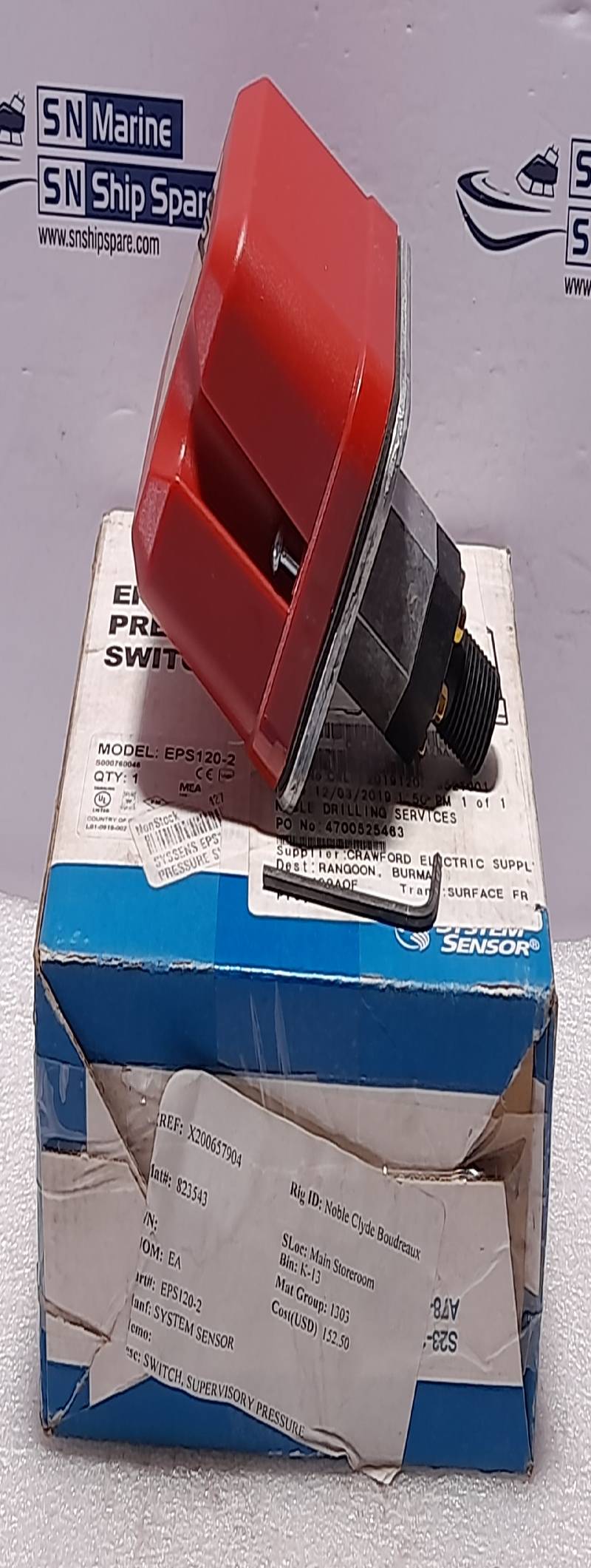 System Sensor EPS120-02 EPS Pressure Switch 125/250VAC 10A ½ HP 24VDC 2.5A L00-2464-002