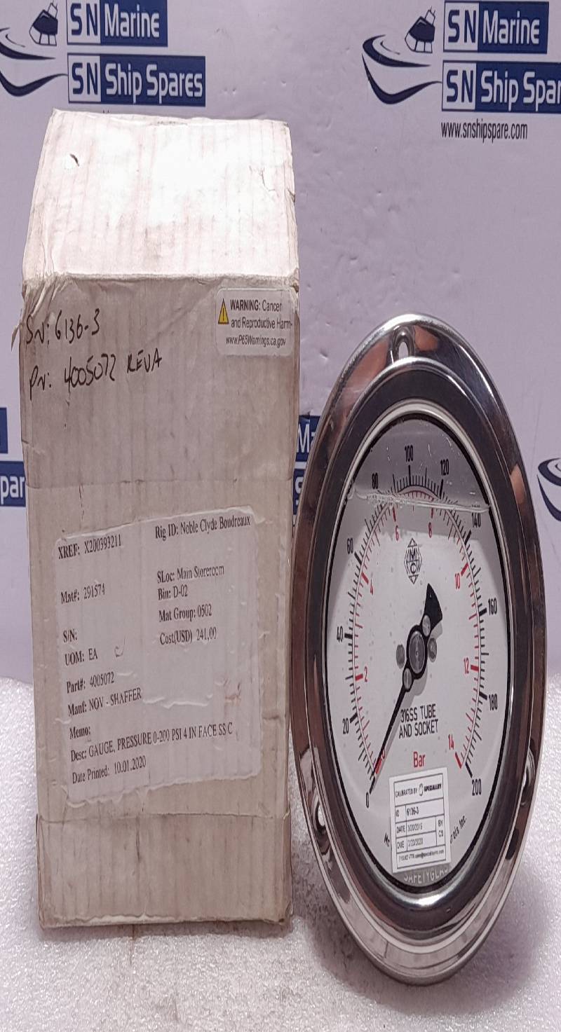 McDaniel Controls 0-200 PSI 0-14 Bar ¼” NPT Pressure Gauge NOV Shaffer 4005072