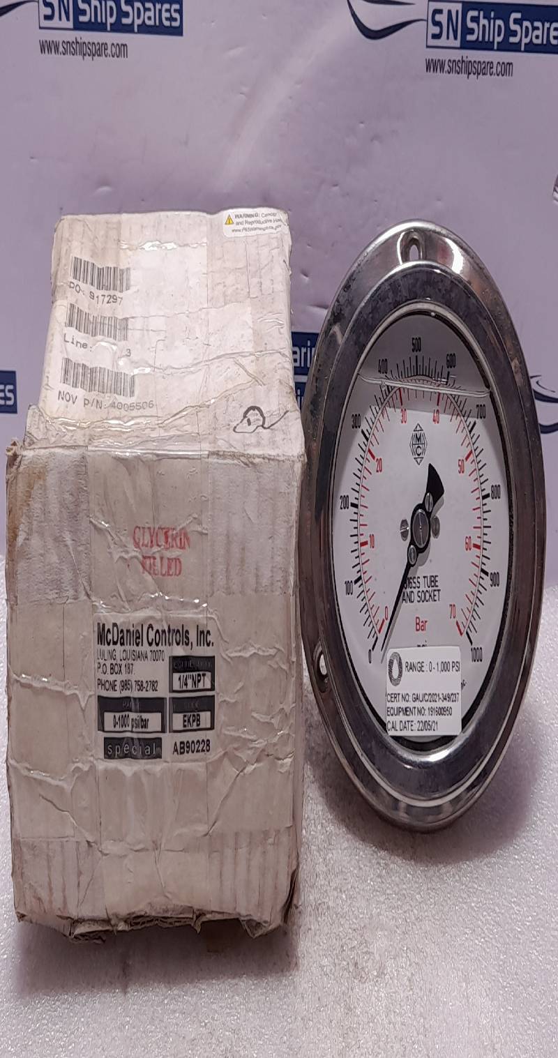 McDaniel Controls 0-1000 PSI 0-70 Bar ¼” NPT Pressure Gauge NOV Shaffer 4005506