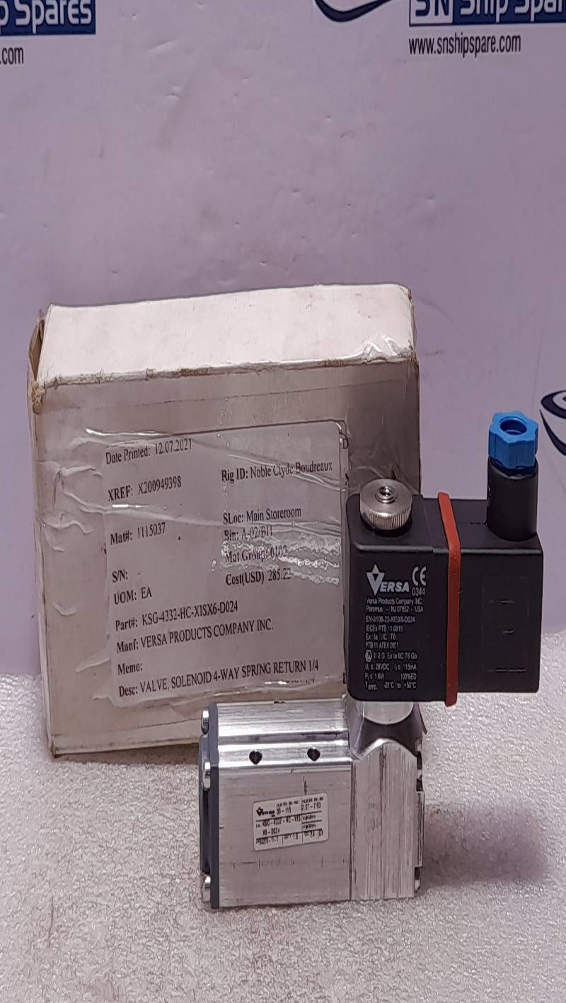 Versa KSG-4332-HC-XISX6-D024 Four-Way Valve EN-3198-22-XISX6-D024 24VDC 1.6W