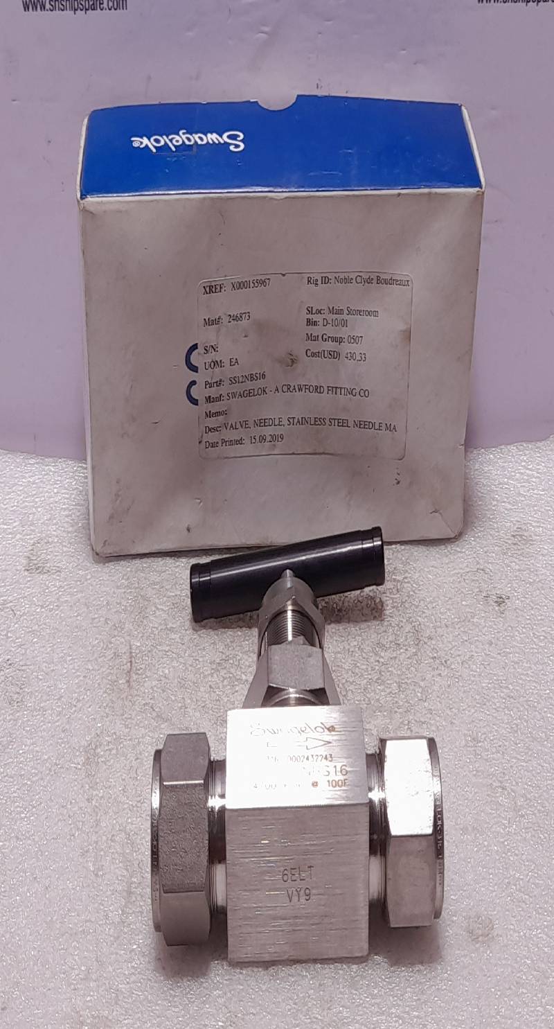 Swagelok SS-12NBS16 Needle Valve SS12NBS16 4700PSIG @ 100F